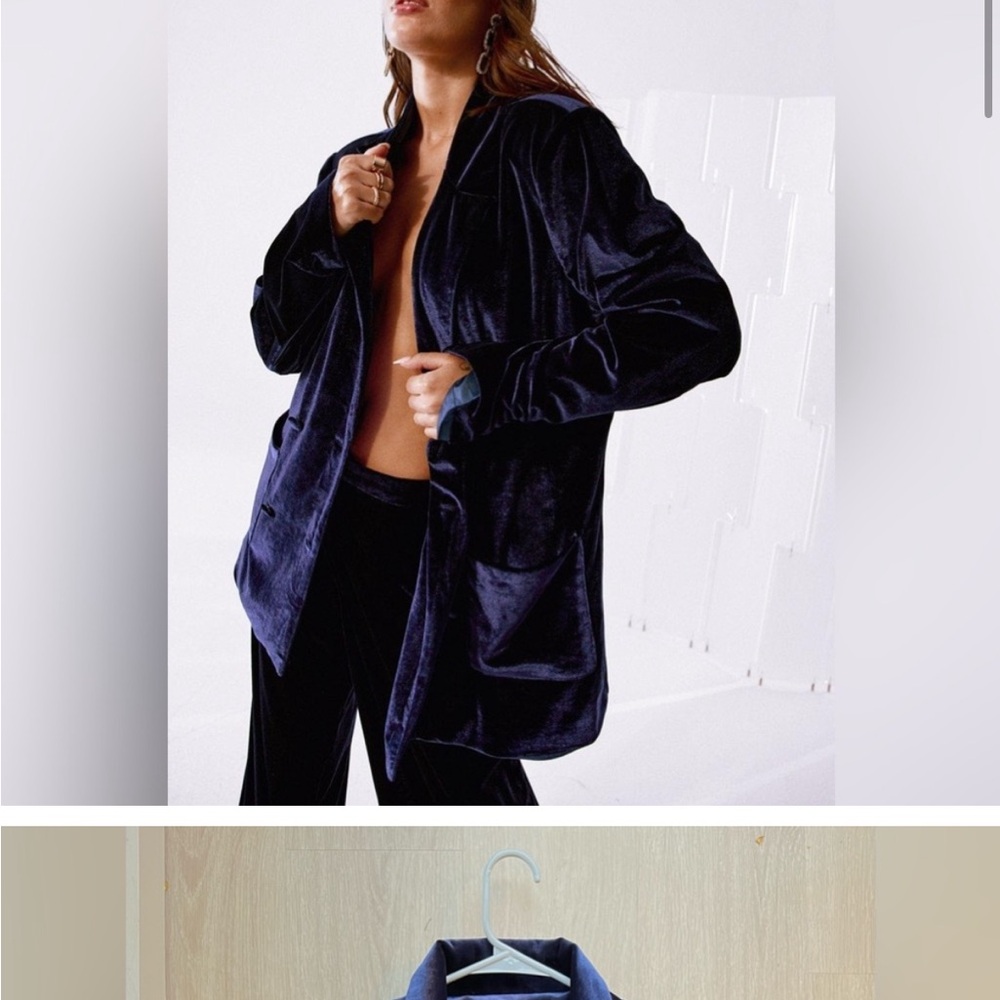 Nasty Gal Blue Velvet Blazer Oversized Modern Fit